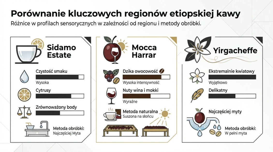 Porównanie kluczowych regionów etiopskiej kawy