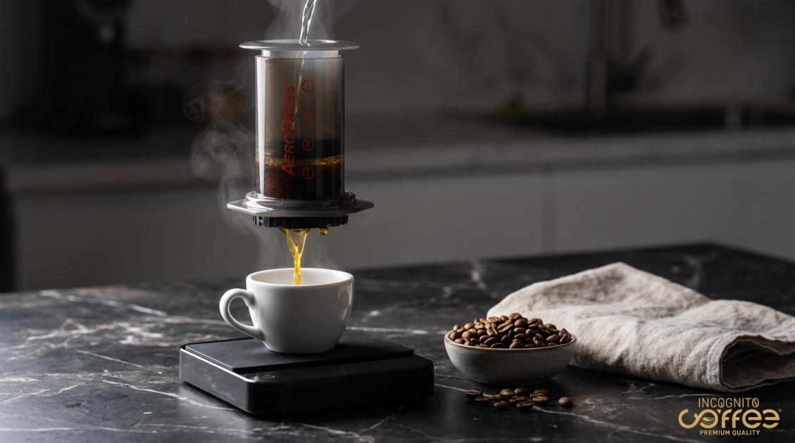 AeroPress 1 – luksus prostoty w świecie kawy in use