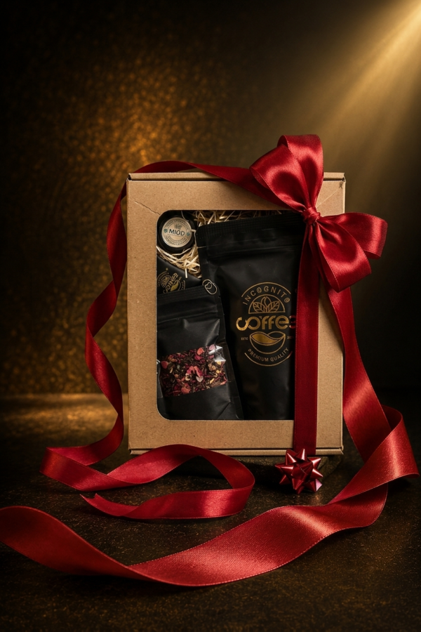 Zestaw Premium prezentowy Miłość Kawa 100g Herbata 25g miód