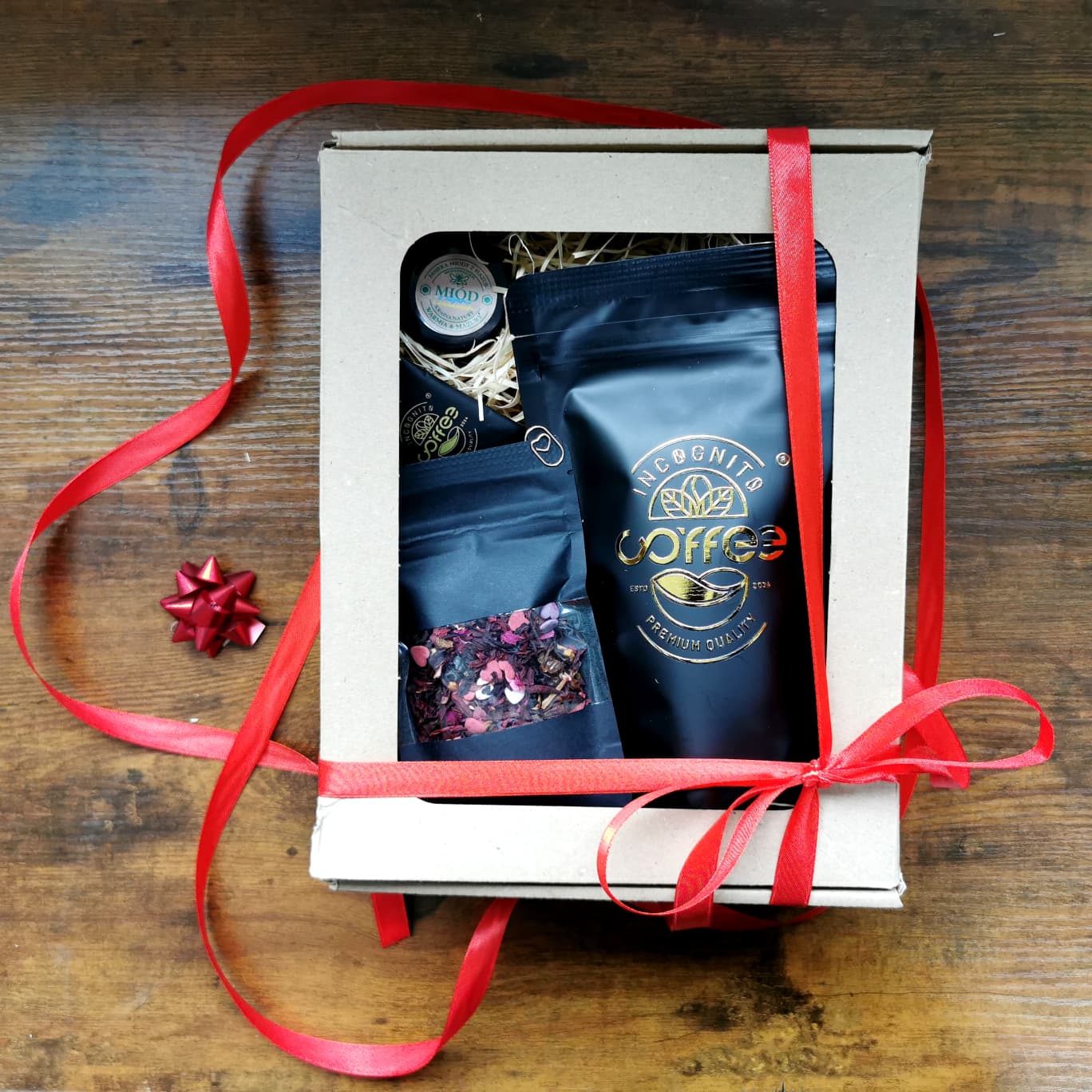 Zestaw Premium prezentowy Miłość Kawa 100g Herbata 25g miód obrazek 3