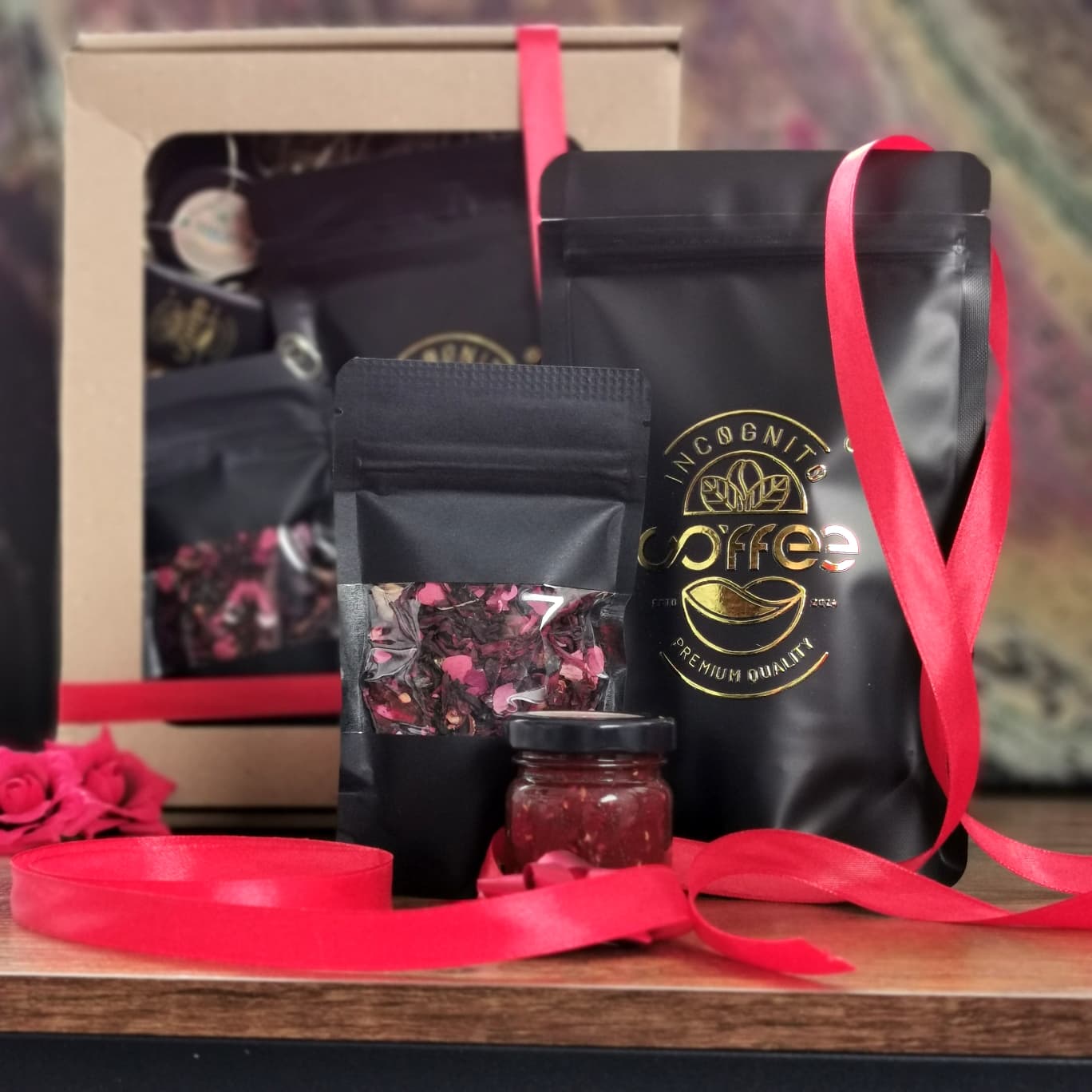 Zestaw Premium prezentowy Miłość Kawa 100g Herbata 25g miód obrazek 4