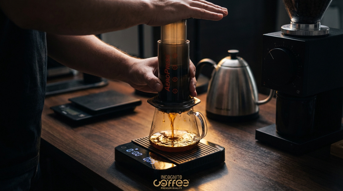 AeroPress 2– nowoczesna elegancja w świecie kawy in use