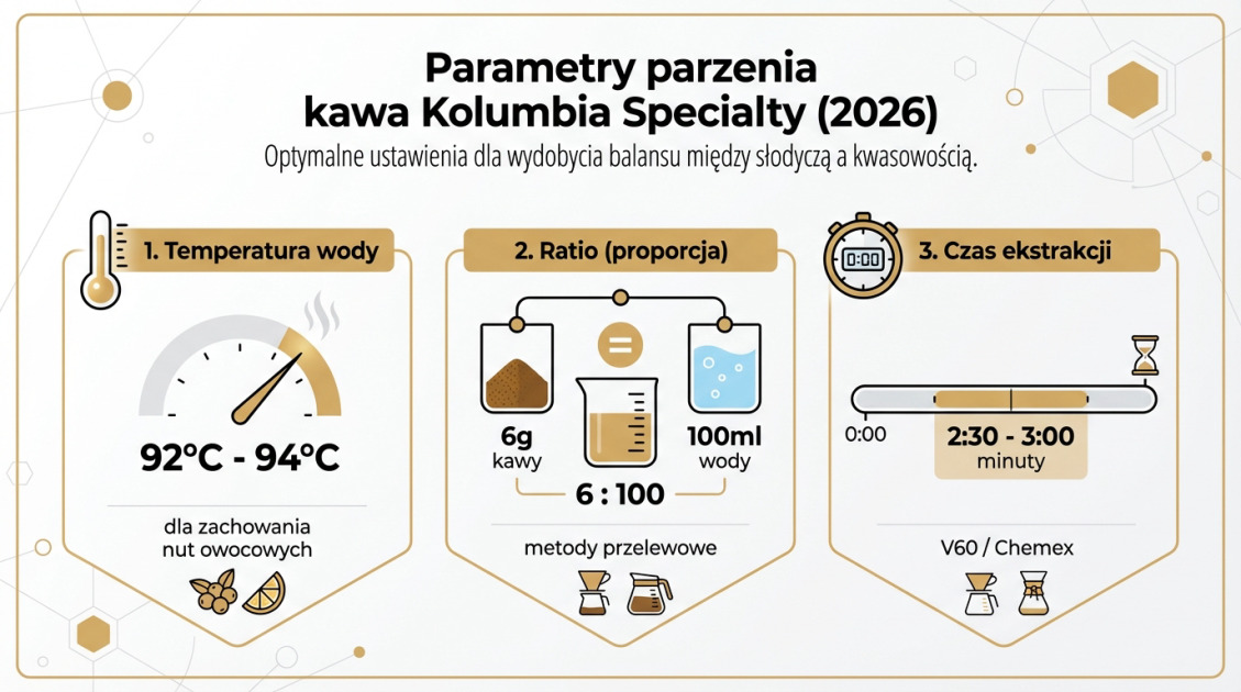Parametry parzenia kawa Kolumbia Specialty (2026)