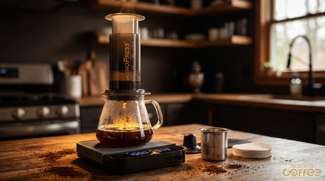 AeroPress 1 – luksus prostoty w świecie kawy in use